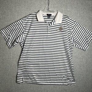 Trump National Golf Club Large Polo Shirt Striped Short Sleeve White Blue Collar